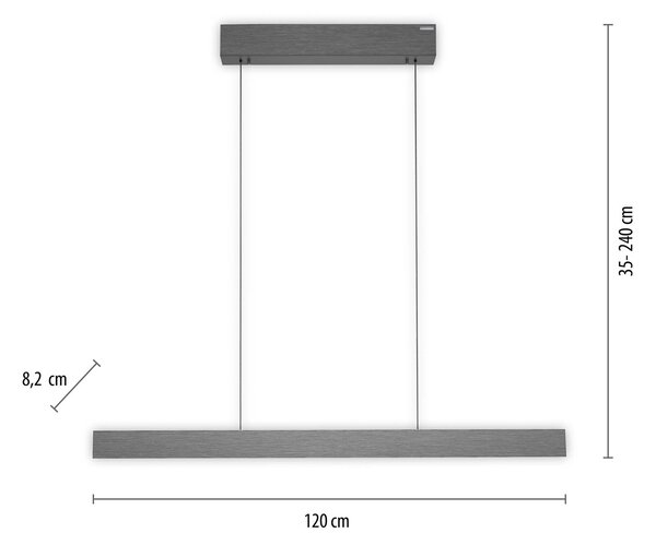 PURE LED függő világítás E-Motion, platina, CCT, dimmelhető, Alu / szürke / cink, Nappali / Étkező, Alumínium, Modern