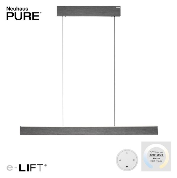 PURE LED függő világítás E-Motion, platina, CCT, dimmelhető, Alu / szürke / cink, Nappali / Étkező, Alumínium, Modern