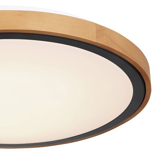 Globo Bruno LED mennyezeti lámpa fa kerettel CCT Ø 44 cm, Világos fa, Nappali / Étkező, Fa