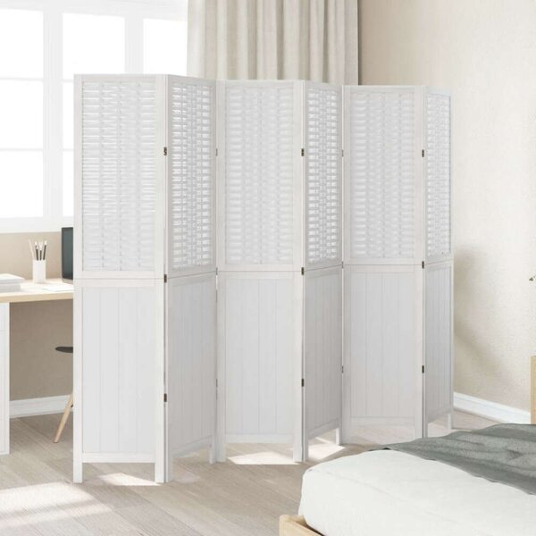 VidaXL 6 Paneles Fehér Bambusz és Fa Térelválasztó - 210x180cm