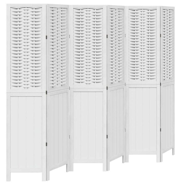 VidaXL 6 Paneles Fehér Bambusz és Fa Térelválasztó - 210x180cm