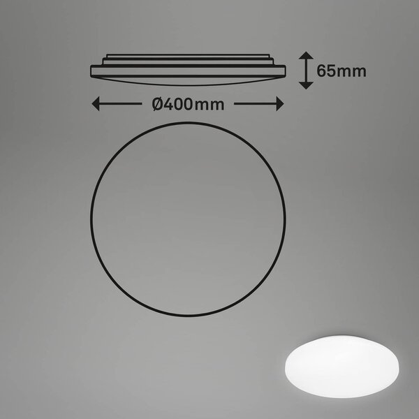 Briloner LED mennyezeti lámpa tok a fürdőszobába IP44 3,000K Ø 40cm, Fehér / opál, Fürdőszoba, Műanyag, Modern
