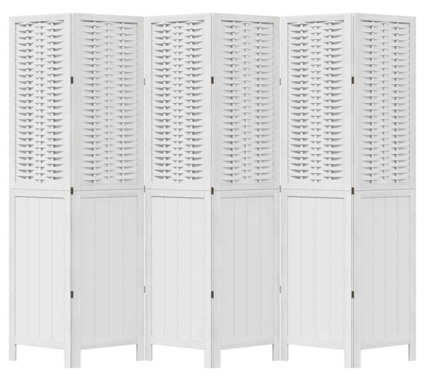 VidaXL 6 Paneles Fehér Bambusz és Fa Térelválasztó - 210x180cm