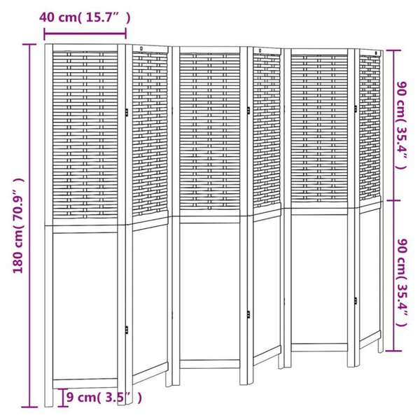 VidaXL 6 Paneles Fehér Bambusz és Fa Térelválasztó - 210x180cm