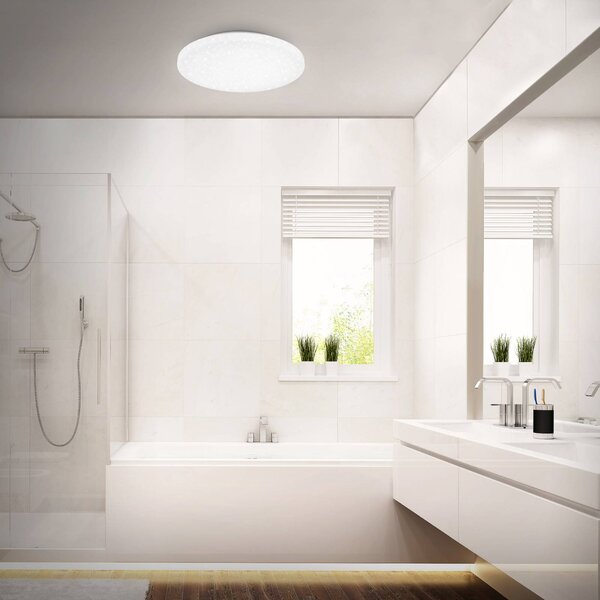 Briloner LED mennyezeti lámpa Case IP44 csillagos égbolt 840 Ø 40cm, Fehér / opál, Fürdőszoba, Műanyag, Modern