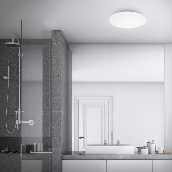 Briloner LED mennyezeti lámpa Case IP44 csillagos égbolt 840 Ø 40cm, Fehér / opál, Fürdőszoba, Műanyag, Modern