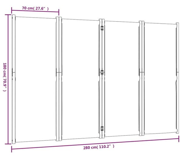 VidaXL Akácfa Térelválasztó - 4 Panel - 280x180 cm