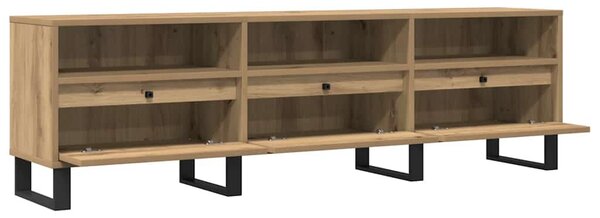 Kézműves tölgy színű szerelt fa TV-szekrény 150 x 30 x 44,5 cm