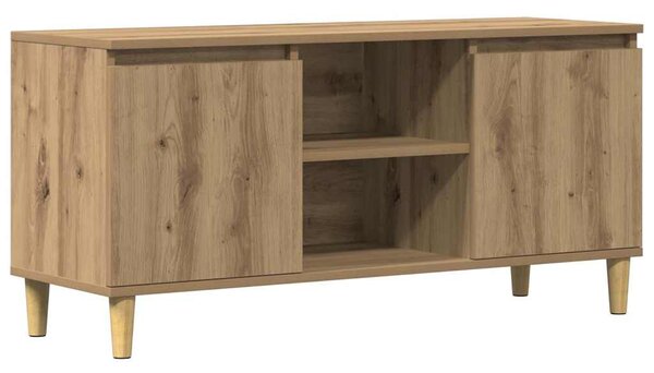 Kézműves tölgy színű szerelt fa TV-szekrény 102x35x50 cm