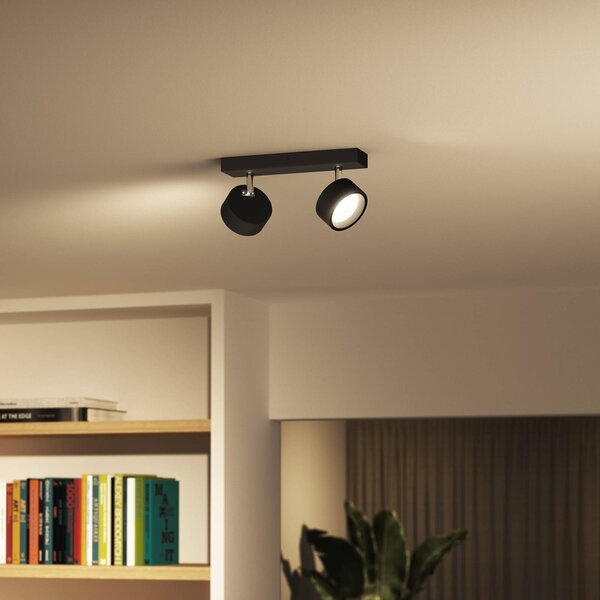 Philips Bracia LED mennyezeti spotlámpa, 2 izzós, fekete, Fekete, Nappali / Étkező, Alumínium, Modern
