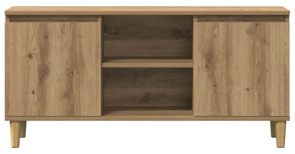 Kézműves tölgy színű szerelt fa TV-szekrény 102x35x50 cm