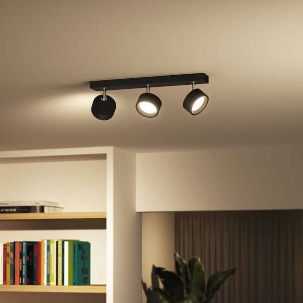 Philips Bracia LED mennyezeti spotlámpa, 3 izzós, fekete, Fekete, Nappali / Étkező, Alumínium, Modern