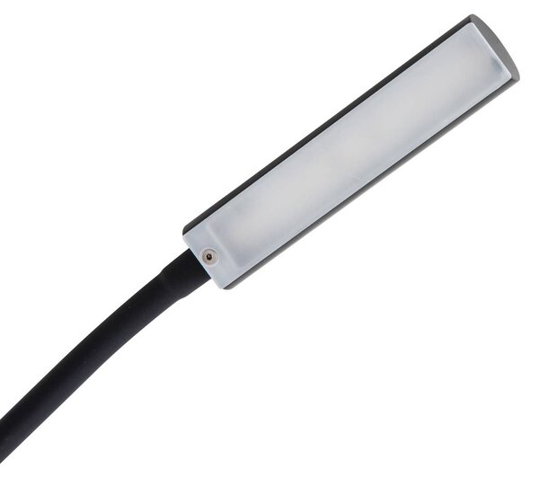 Lindby LED-es olvasólámpa Flexola, fekete, szögletes, dugós, dimmelhető, Fekete, Hálószoba, fém