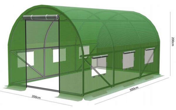 GardenLine Kerti Fóliasátor - Zöld - 3x2x2m