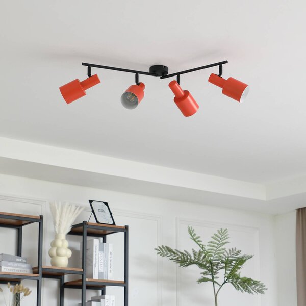 Lindby mennyezeti reflektor Ovelia, narancssárga/fekete, 4 lámpás, E27, dimmelhető, Sárga / narancssárga, Nappali / Étkező, fém, Modern