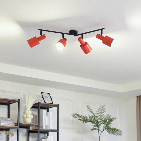 Lindby mennyezeti reflektor Ovelia, narancssárga/fekete, 4 lámpás, E27, dimmelhető, Sárga / narancssárga, Nappali / Étkező, fém, Modern