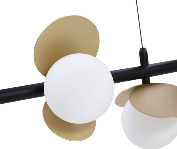 Lucande LED-es függőlámpa Pallo, 7-light, fekete/arany, üveg, dimmelhető, Fekete, Nappali / Étkező, fém, Modern