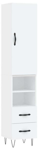 Modern Fehér Fa Magasszekrény - 34,5x34x180 cm
