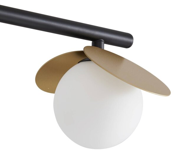 Lucande LED mennyezeti lámpa Pallo, 4-lámpás, fekete/arany, üveg, dimmelhető, Fekete, Nappali / Étkező, fém, Modern
