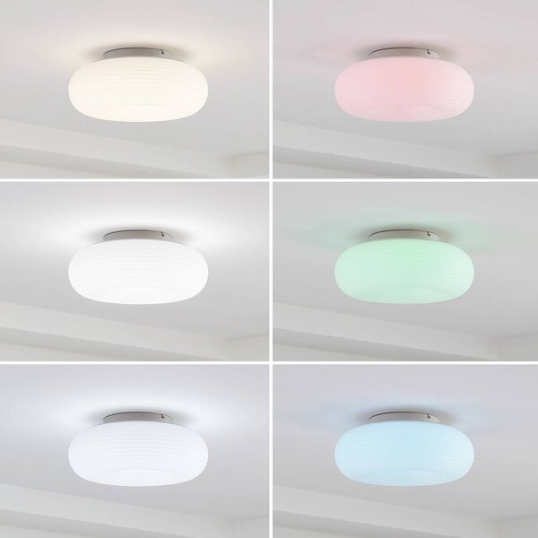 Lucande Smart LED mennyezeti lámpa Bolti, fehér, RGBW, CCT, Tuya, dimmelhető, Fehér / opál, Nappali / Étkező, Műanyag, Modern