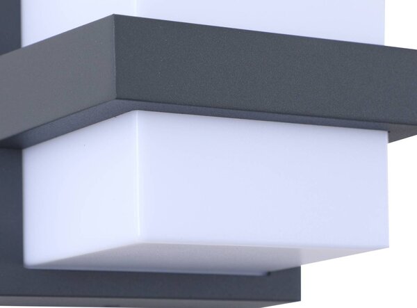 Lindby Smart LED kültéri fali világítás, Fyra, négyszögletes, CCT RGB, Tuya, dimmelhető, Alu / szürke / cink, Alumínium, Modern