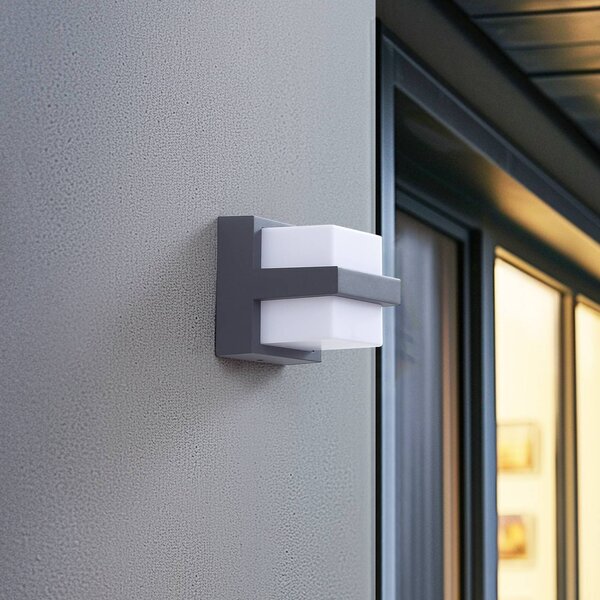 Lindby Smart LED kültéri fali világítás, Fyra, négyszögletes, CCT RGB, Tuya, dimmelhető, Alu / szürke / cink, Alumínium, Modern