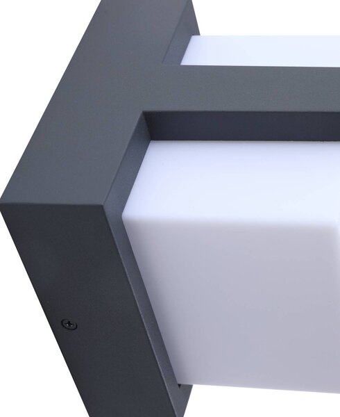 Lindby Smart LED kültéri fali világítás, Fyra, négyszögletes, CCT RGB, Tuya, dimmelhető, Alu / szürke / cink, Alumínium, Modern