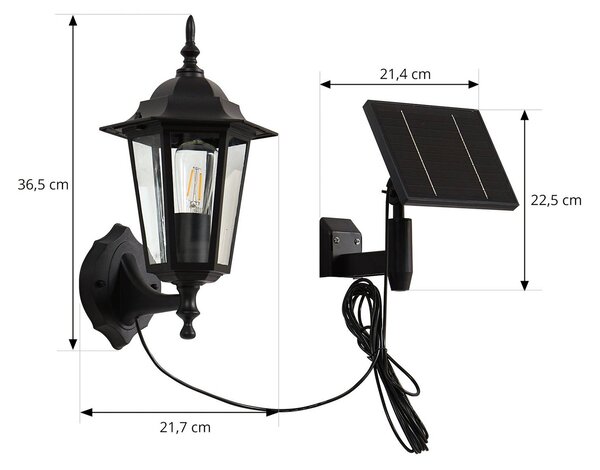 Lindby LED-es napelemes fali lámpa Sayata, fekete, alumínium, lámpás, Fekete, Alumínium, Modern