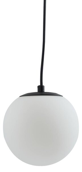 Lucande függesztett lámpa Bidolo, fekete, üveg, Ø 15 cm, IP44, dimmelhető, Fehér / opál, Fürdőszoba, Üveg