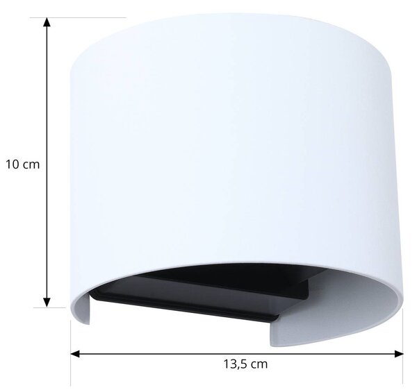 Lindby Smart LED kültéri fali lámpa Dara fehér kör CCT RGB Tuya, dimmelhető, Fehér / opál, Műanyag, Modern
