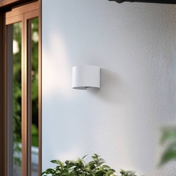 Lindby Smart LED kültéri fali lámpa Dara fehér kör CCT RGB Tuya, dimmelhető, Fehér / opál, Műanyag, Modern