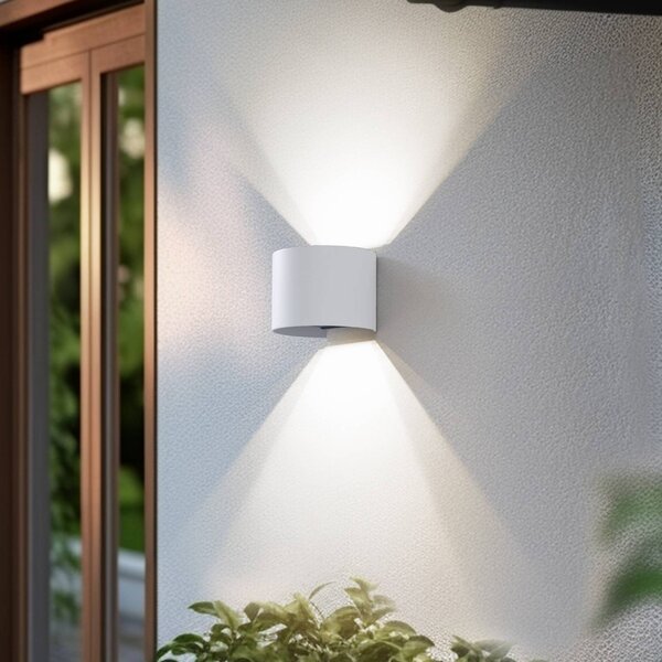 Lindby Smart LED kültéri fali lámpa Dara fehér kör CCT RGB Tuya, dimmelhető, Fehér / opál, Műanyag, Modern