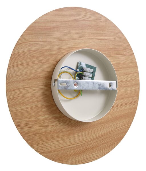 Lindby fali lámpa Zain, fa színű/fehér, üveg, Ø 33 cm, G9, dimmelhető, Világos fa, Folyosó, fém, Modern