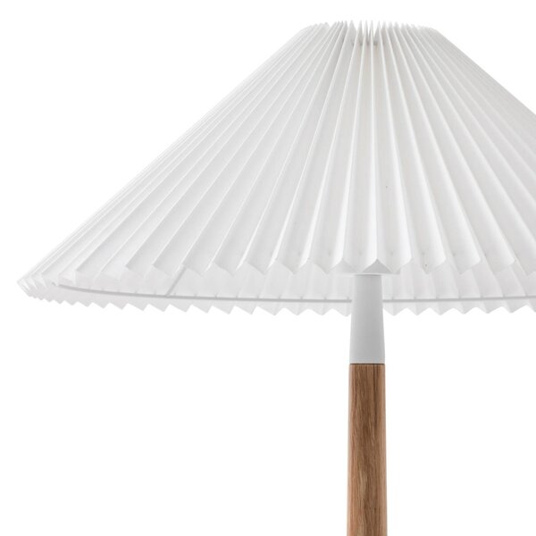 Lucande Ellorin állólámpa, fehér, fa, Ø 47,5 cm, E27, Világos fa, Nappali / Étkező, Fa, Skandináv