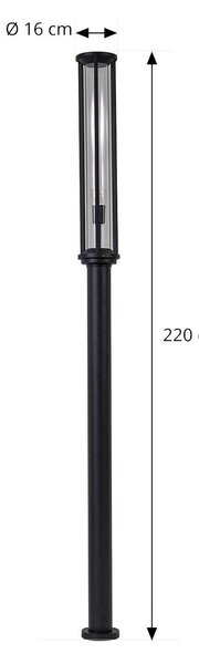 Lucande kültéri világítás Alivaro, fekete, 220 cm, E27, IP65, dimmelhető, Fekete, Alumínium, Modern
