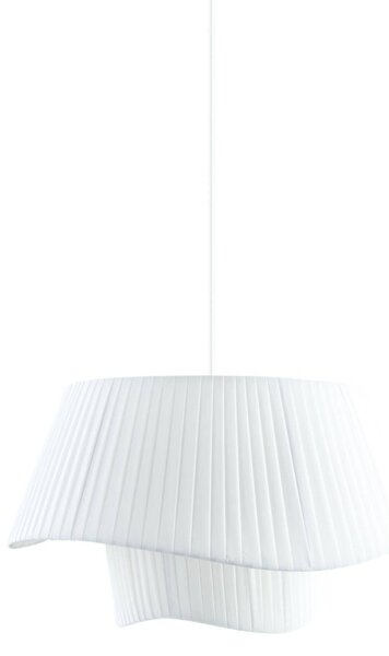 Lindby függőlámpa Eryndor, fehér, textil, Ø 47 cm, E27, dimmelhető, Fehér / opál, Nappali / Étkező, Textil / szövet / selyem, Modern