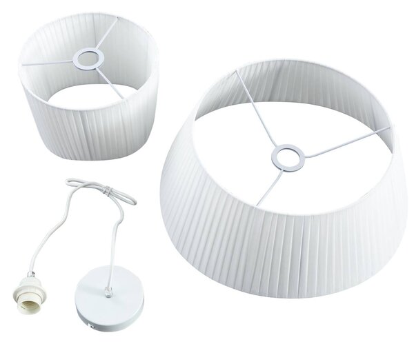 Lindby függőlámpa Eryndor, fehér, textil, Ø 47 cm, E27, dimmelhető, Fehér / opál, Nappali / Étkező, Textil / szövet / selyem, Modern