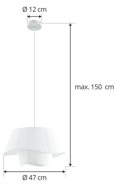Lindby függőlámpa Eryndor, fehér, textil, Ø 47 cm, E27, dimmelhető, Fehér / opál, Nappali / Étkező, Textil / szövet / selyem, Modern