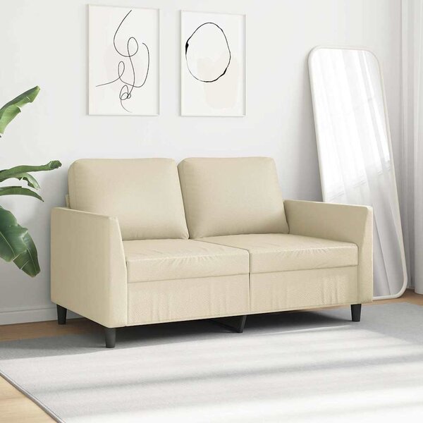 2 személyes krémszínű műbőr kanapé 120 cm