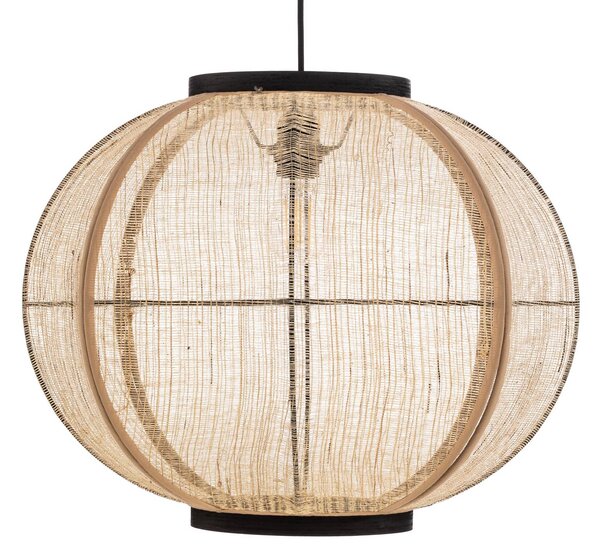 Lindby függőlámpa Aurinil, fa színű, vászon, Ø 48cm, E27, dimmelhető, Világos fa, Nappali / Étkező, Textil / szövet / selyem, Vidéki otthon / Rusztikus