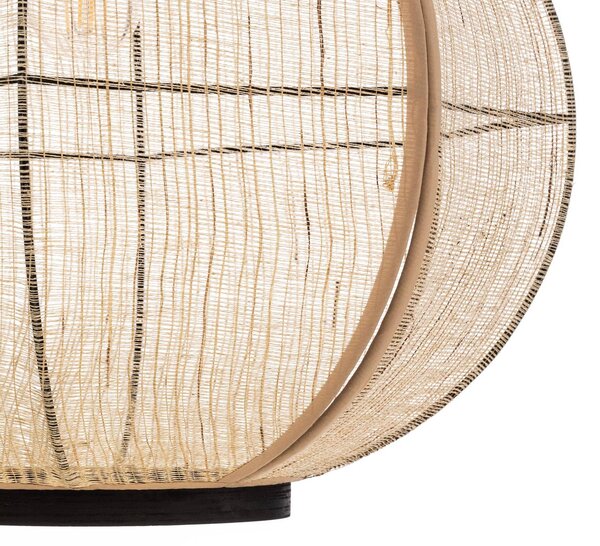 Lindby függőlámpa Aurinil, fa színű, vászon, Ø 48cm, E27, dimmelhető, Világos fa, Nappali / Étkező, Textil / szövet / selyem, Vidéki otthon / Rusztikus
