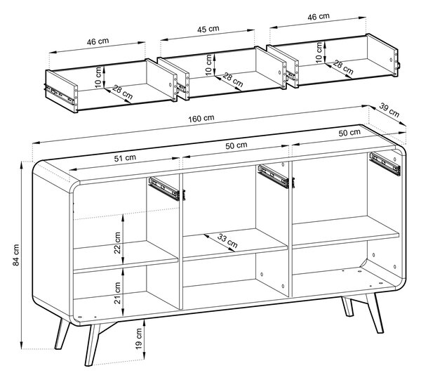 HELION K160 széles komód - vicenza tölgy