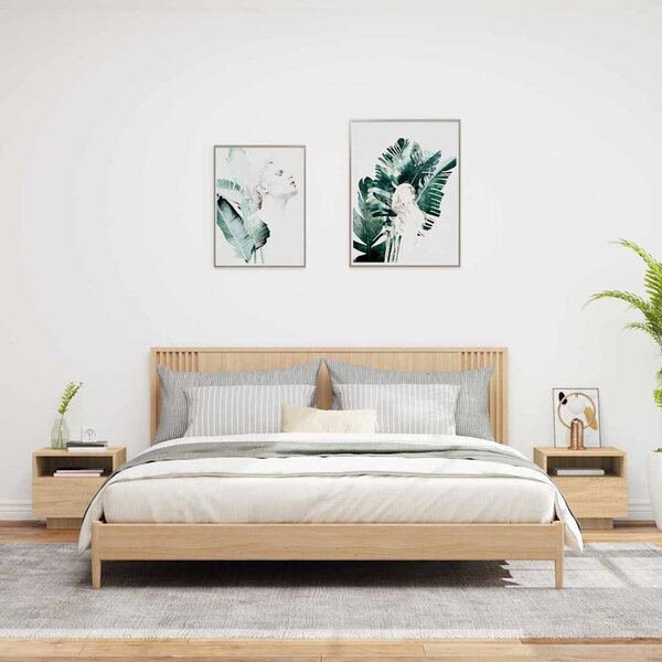 2 db sonoma tölgy színű éjjeliszekrény LED-ekkel 40x39x37 cm