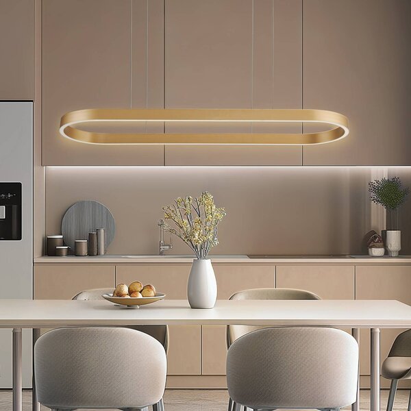 Lucande Smart LED függőlámpa Melinay, arany, CCT, Tuya, dimmelhető, Sárgaréz / arany, Nappali / Étkező, Alumínium, Modern