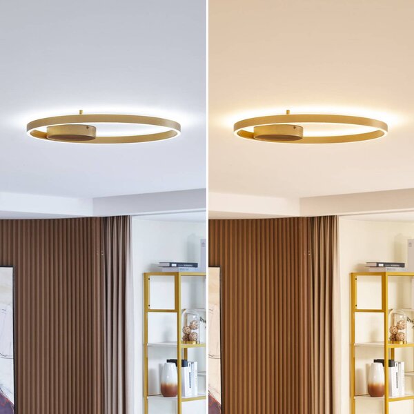 Lucande Smart LED mennyezeti lámpa Moise, arany, CCT, Tuya, dimmelhető, Sárgaréz / arany, Nappali / Étkező, Alumínium, Modern