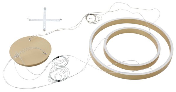 Lucande Smart LED függőlámpa Yonam, arany, 2-lámpás, Tuya, dimmelhető, Sárgaréz / arany, Nappali / Étkező, Alumínium, Modern