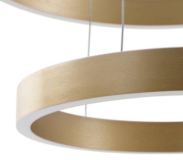 Lucande Smart LED függőlámpa Yonam, arany, 2-lámpás, Tuya, dimmelhető, Sárgaréz / arany, Nappali / Étkező, Alumínium, Modern