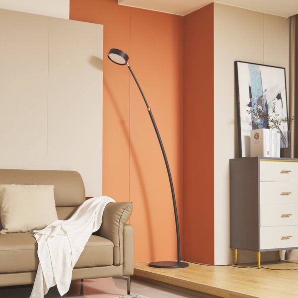Lucande LED ívlámpa Boga, fekete, fém, dimmelhető, dimmelhető, Fekete, Nappali / Étkező, fém, Modern