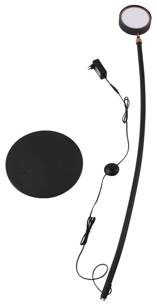Lucande LED ívlámpa Boga, fekete, fém, dimmelhető, dimmelhető, Fekete, Nappali / Étkező, fém, Modern