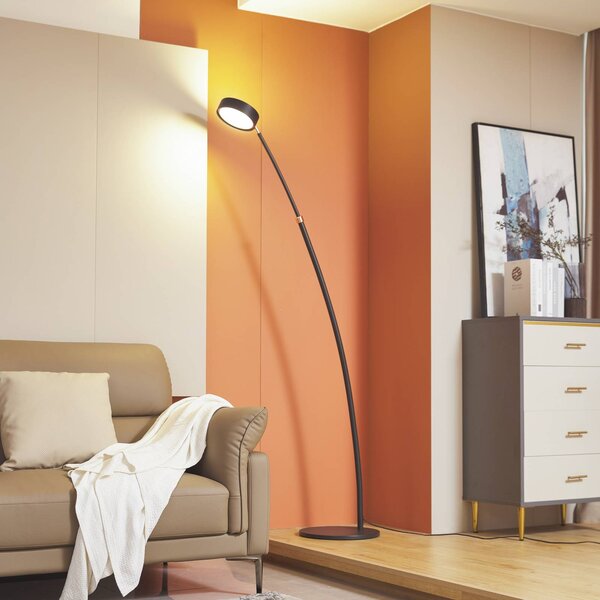 Lucande LED ívlámpa Boga, fekete, fém, dimmelhető, dimmelhető, Fekete, Nappali / Étkező, fém, Modern